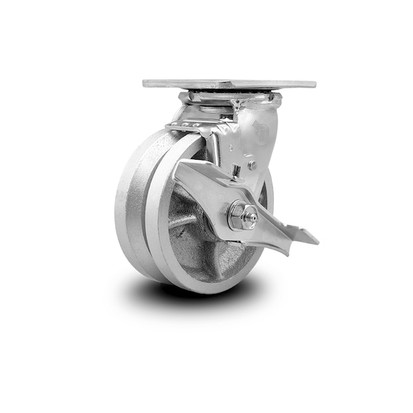 5 Inch V Groove Semi Steel Swivel Caster with Ball Bearing and Brake SCC